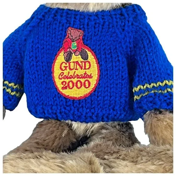 Gund COSMO The Teddy Bear Plush Celebrates 2000 Stuffed Animal 13” Blue Sweater - Picture 3 of 11